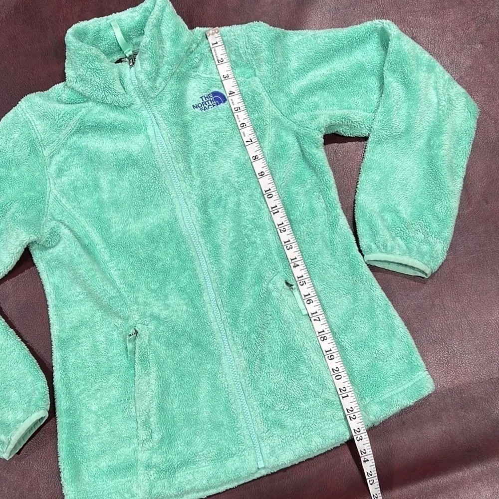 The North Face Girls Turquoise Plush Furry Fleece Zip Up Jacket - Size LG 14/16